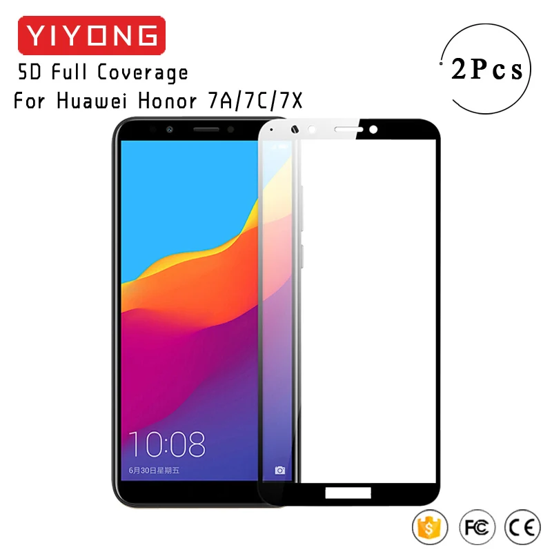YIYONG 5D полный клейкая Обложка huawei Honor 7A 7C 7X закаленное стекло экран протектор