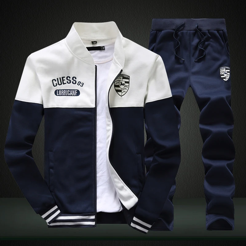 OEIN Autumn Men 2 Piece Sets Patchwork Tracksuits Sportswear Mens Zipper Jacket + Pant Tracksuit Male Sweatshirt Casual Suit Set images - 6