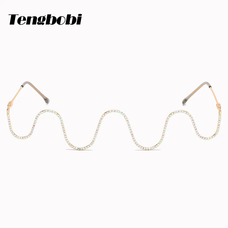 Уникальная волнистая оправа для очков без линз женские блестящие вечерние