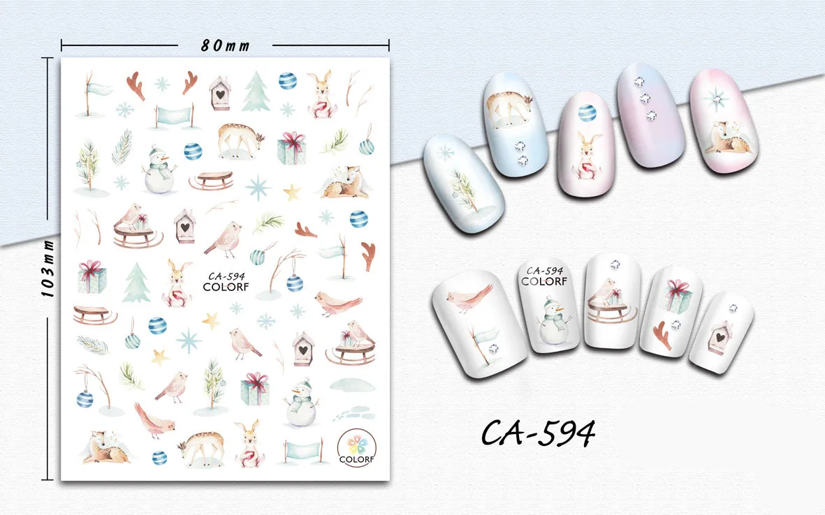 

3D Nail Sticker Winter Snowman Bird Design Stickers for Nails Manicure Sticker Decals Decoration Nail Art Sticker Accessories