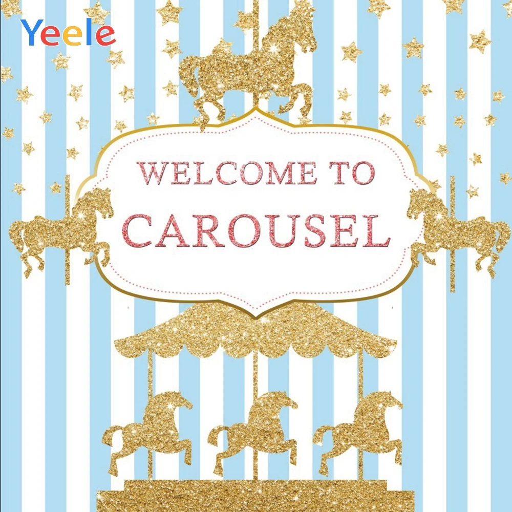 

Yeele Carousel Stripes Horse Baby Birthday Party Poster Photography Background Customized Photographic Backdrop for Photo Studio