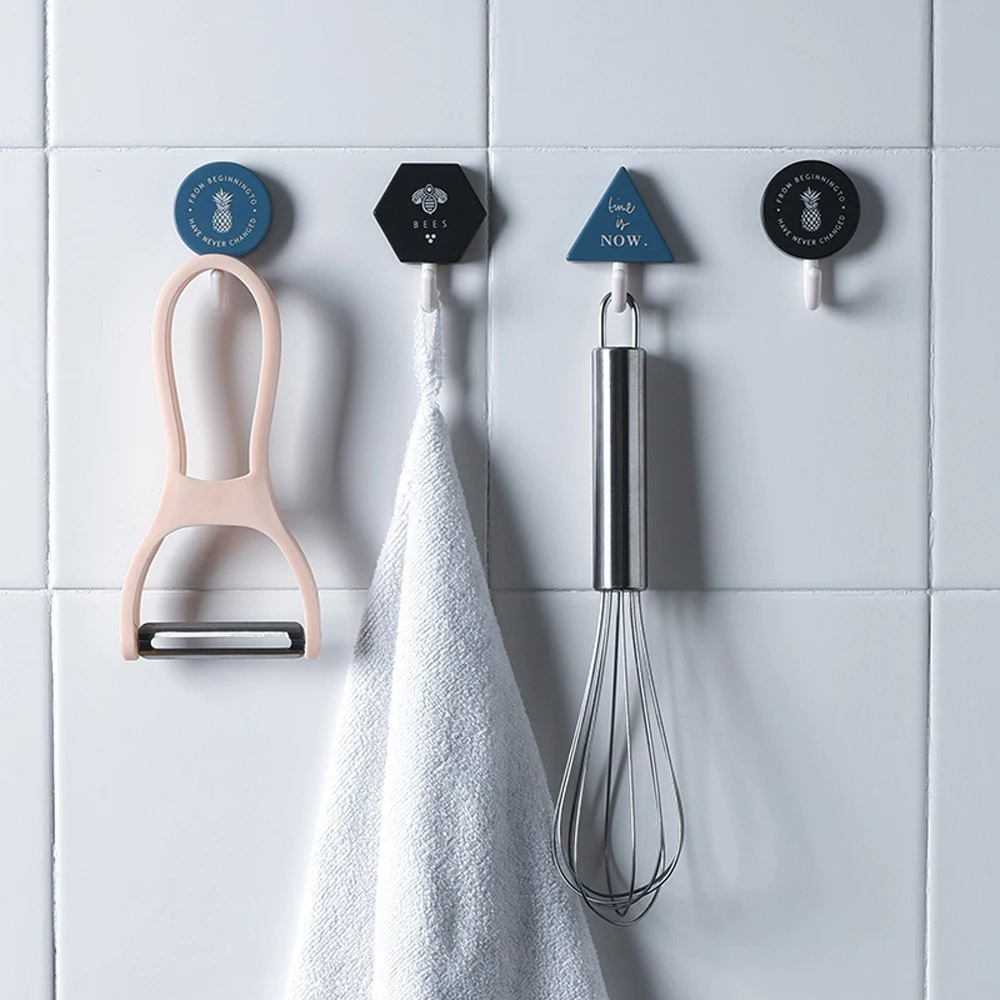 

3Pcs/Set Practical Nordic Style Wall Hook Towel Rack Sundries Cookware Hook Key Hanger Wall Stickers Holder Wall Kitchen Tools