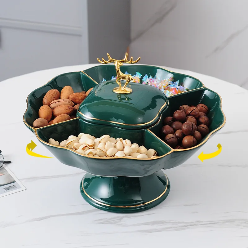 

Dried fruit tray creative frame candy snack dish modern living room coffee table home storage simple ceramic with lid Nordic