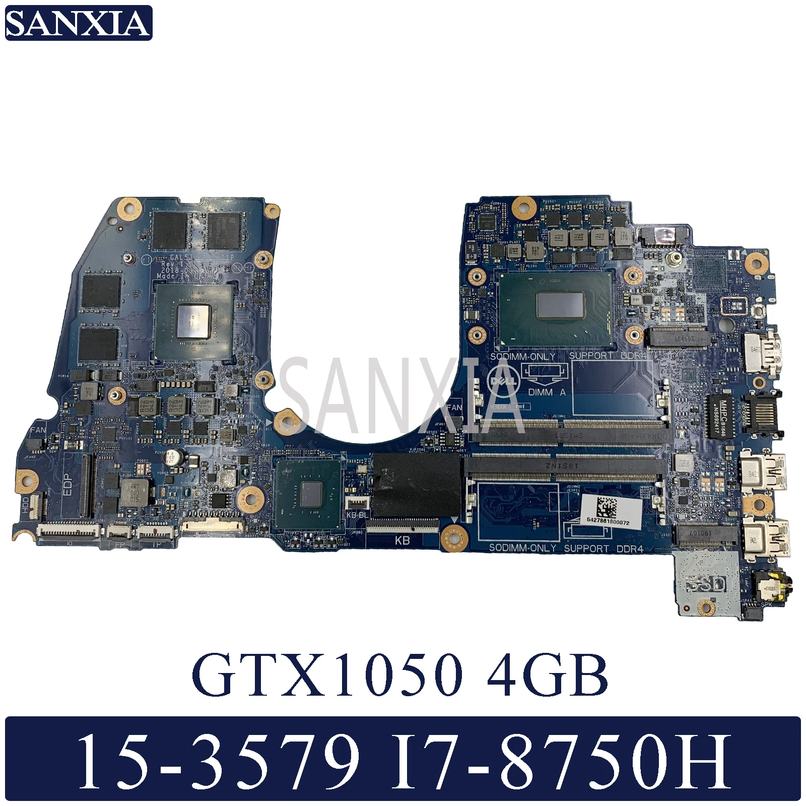 

KEFU LA-F611P Laptop motherboard for Dell G3 15-3579 17-3779 original mainboard I7-8750H GTX1050
