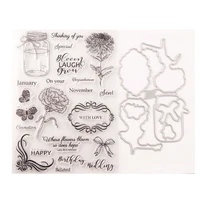 wishing bottle flower butterfly stamp and dies transparent clear silicone stamp cutting die set for diy scrapbooking photo decor