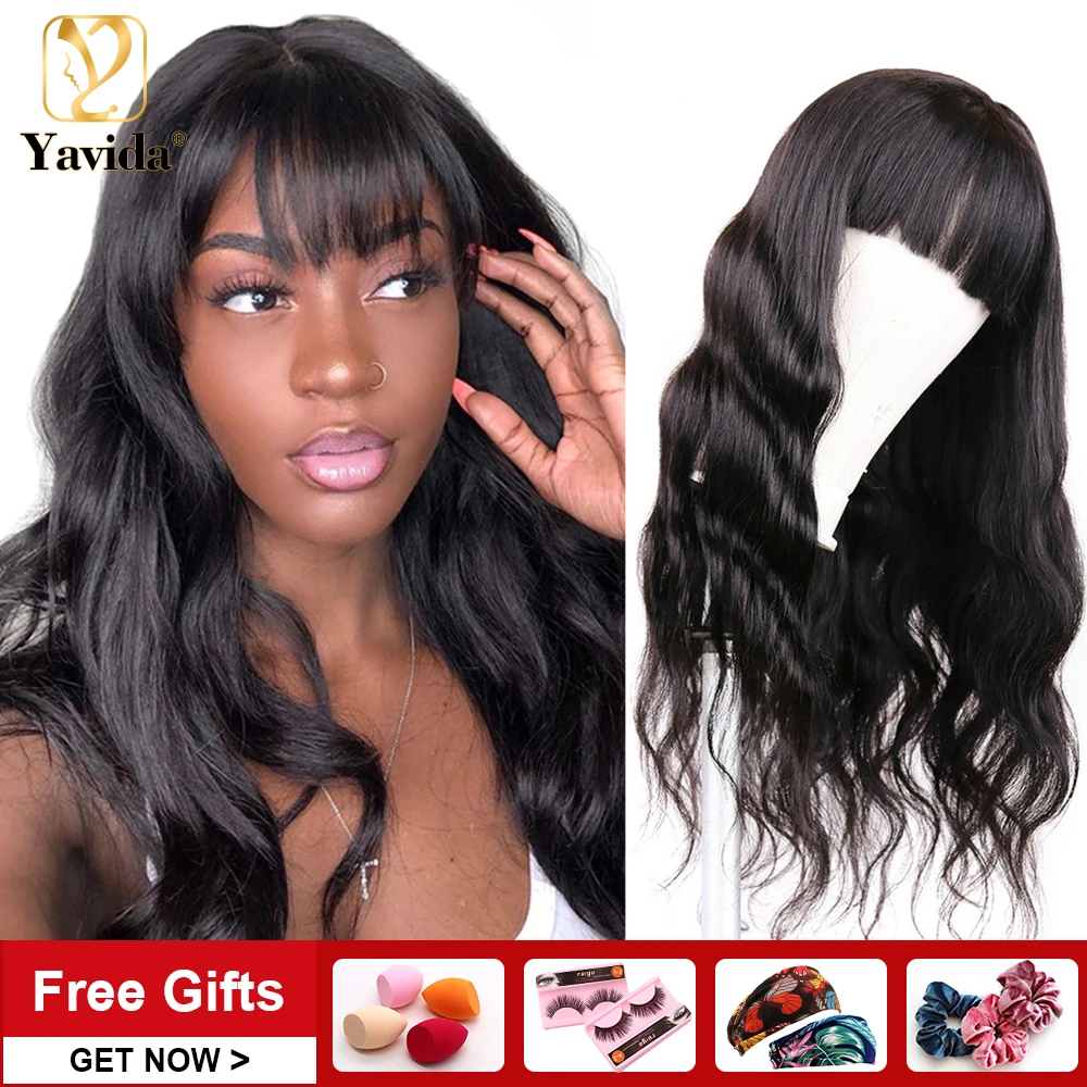 

Yavida Body Wave Wig For Black Women Human Hair Indian Hair Full Machine Human Hair Wigs With Bangs Random Gift For New Deal