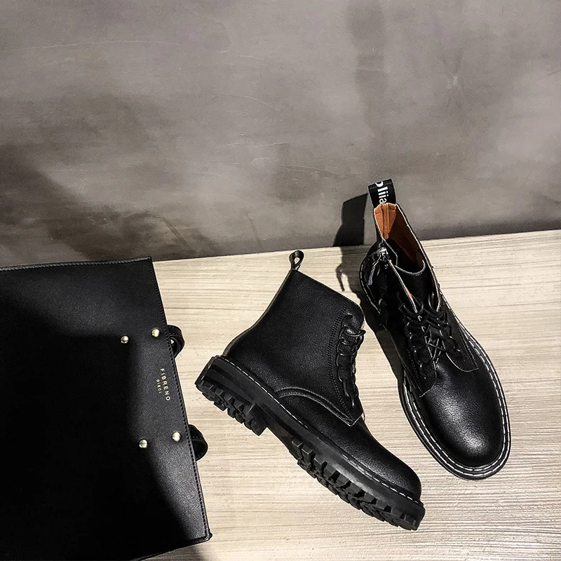 Женская обувь Сезон осень зима Кожаные женские Ботинки Martin Женские ботинки из