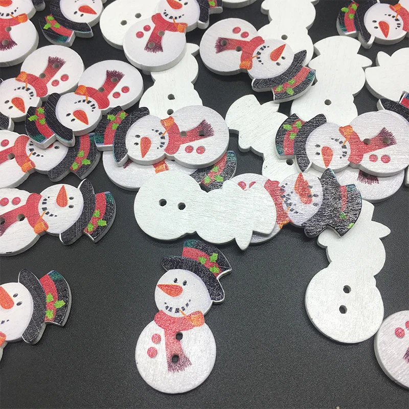 XD деревянные швейные кнопки для скрапбукинга 2 отверстия Рождественский Рисунок
