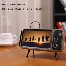 Portable Retro TV Design Mobile Phone Holder Stand Desktop Lazy Bracket Universal Cell Phone Support Holder