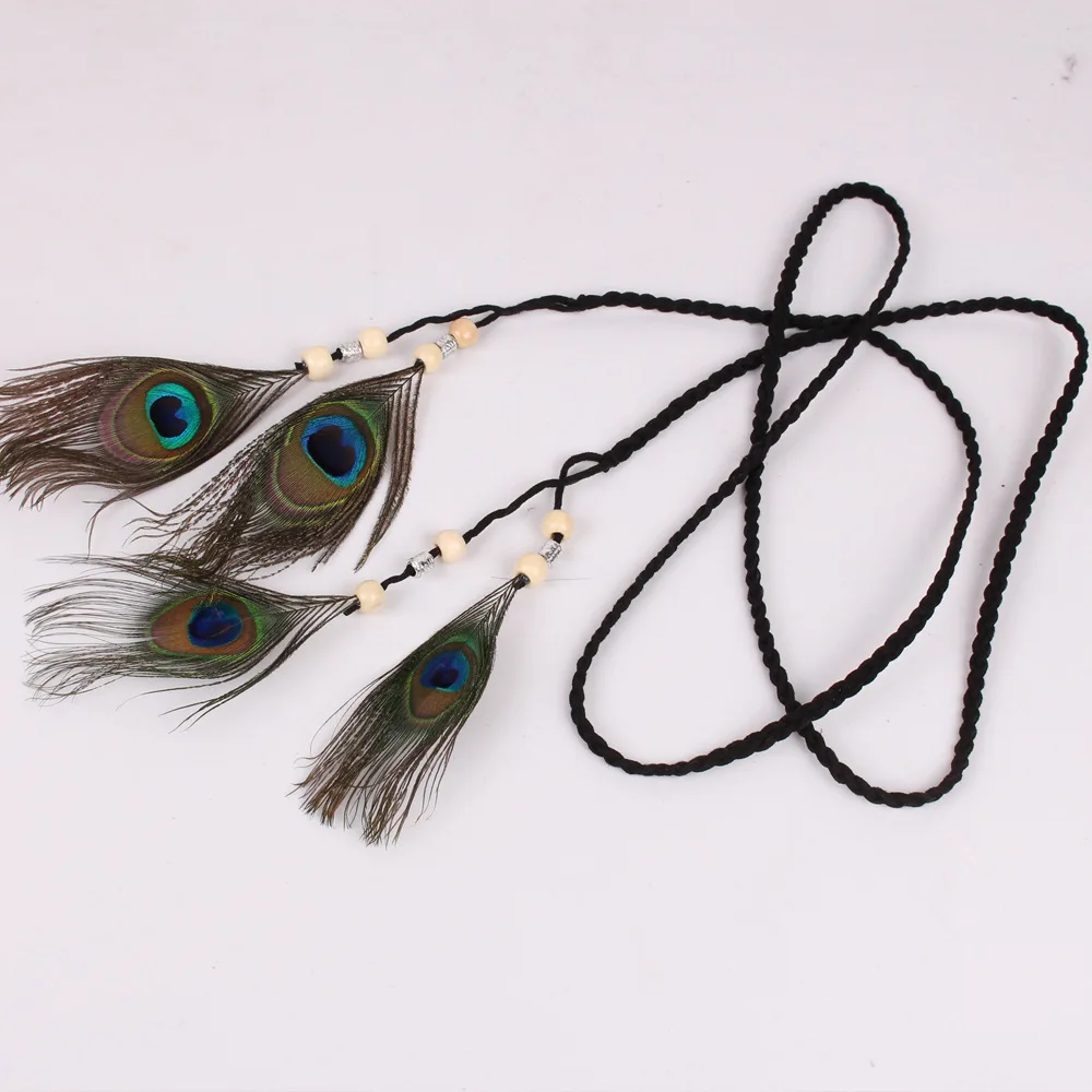 

The Indian Feather Headband Headdress Hair Rope Headwear Tribal Hippie Handmade Hair Accessories for Women 51