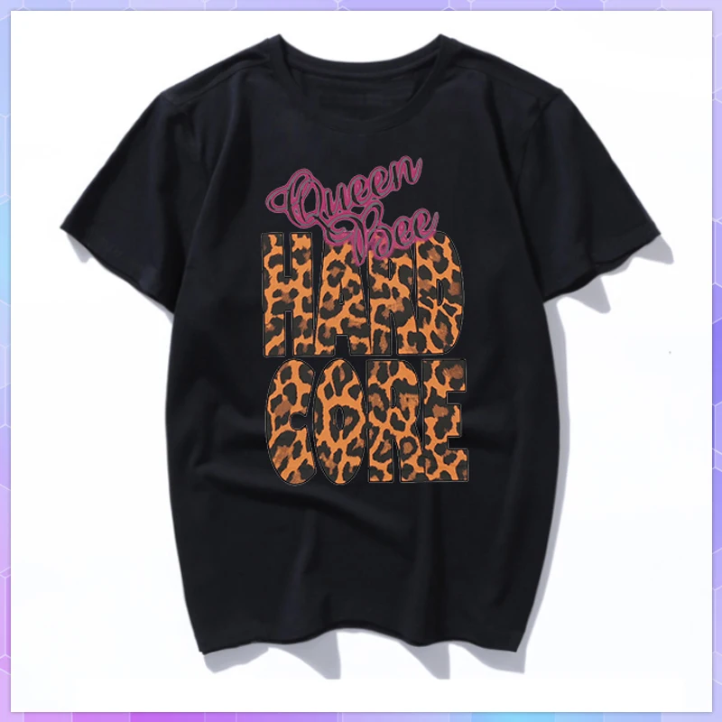 

Женская хлопковая Футболка с леопардовым принтом, с коротким рукавом