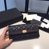 2021 new high end custom luxury ladies long wallet caviar leather casual fashion pocket card holder clutch