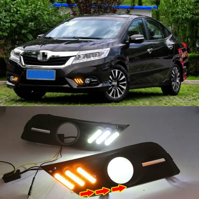 

1set LED Daytime Running Light Front Bumper Turn Signal Lamps Car Fog Light Assembly For Honda CRIDER 2013-2015