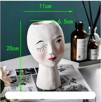 European Resin Vase Head Portrait Sculpture Flower Pot Decoration Ornaments Home Livingroom Office Desktop Furnishing Crafts Art - Цвет: style1