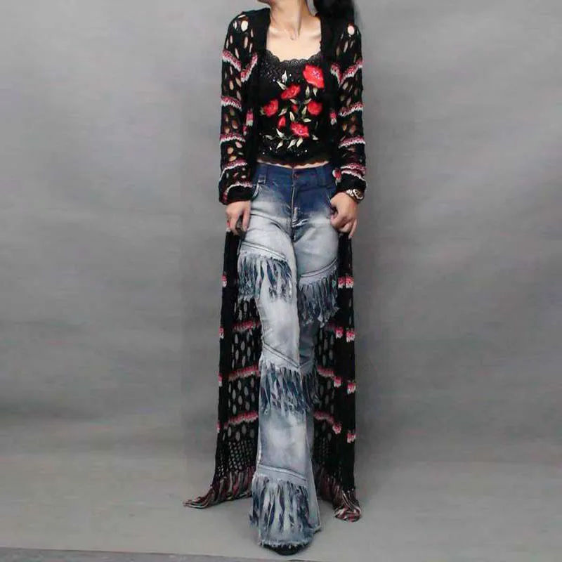 Женский длинный вязаный кардиган в итальянском стиле Повседневный Кардиган с