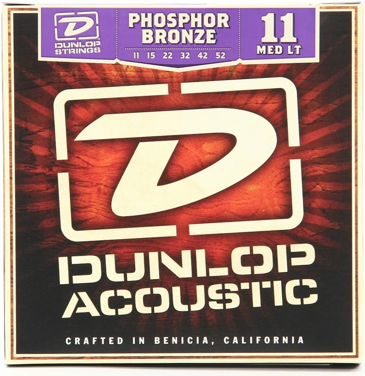 

Dunlop Phosphore Bronze Light or Medium Light Acoustic Strings