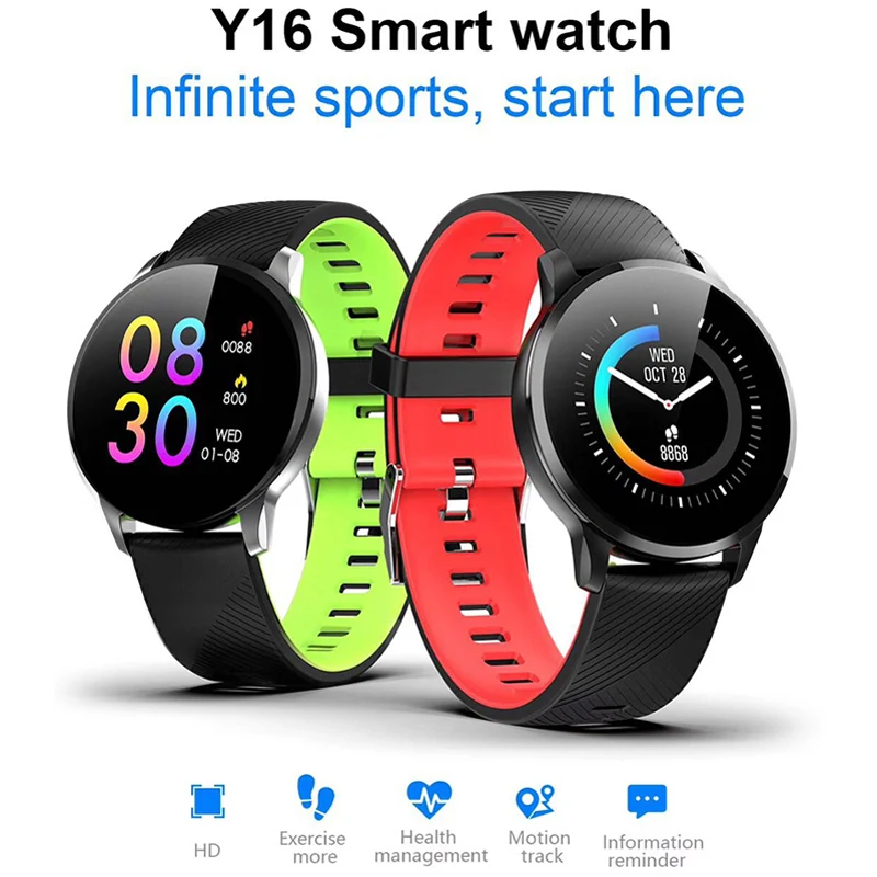 Y16 Модные Смарт-часы фитнес-спортивный смарт-браслет трекер для Android IOS Iphone