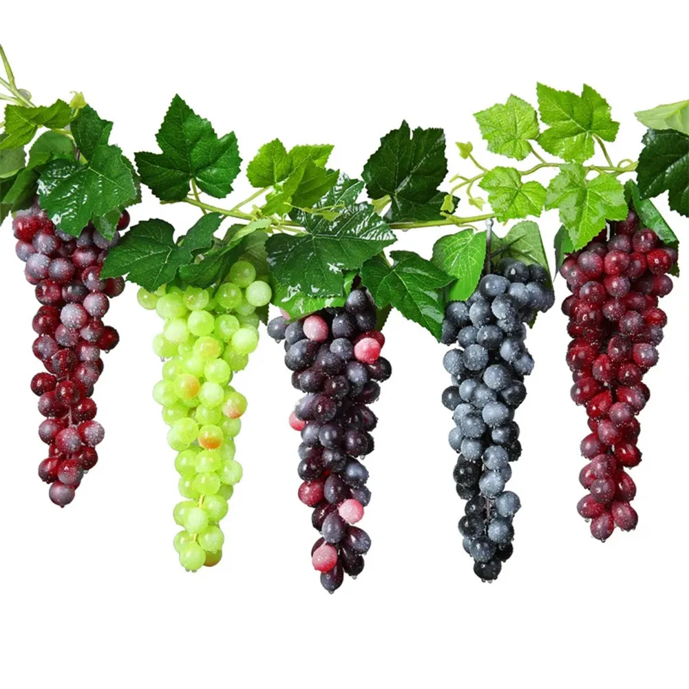 

1 Bunch Of Grapes Artificial Fruit Grape Food Lifelike Fake Fruits Plant For Home Office Party Decoration Accessories
