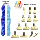 Темно-синяя светильник-голубая Алмазная бурильная Ручка инструмент из нержавеющей стали Золотая бурильная головка 13 шт. Съемная сменная ручка