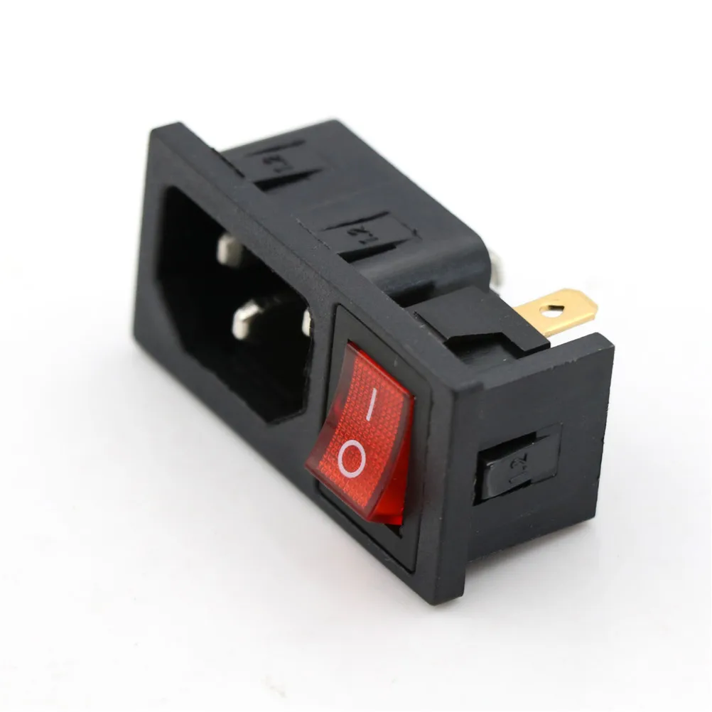 AC 10A 250V 3Pin красный кулисный выключатель с плавким предохранителем IEC 320 C14 входное