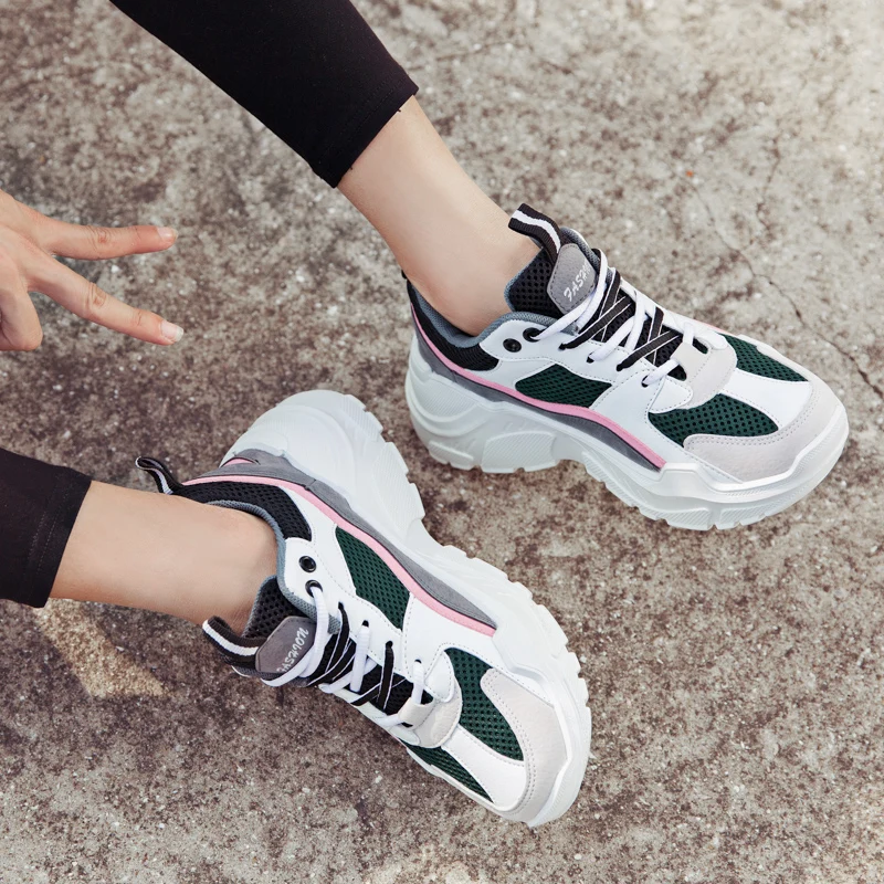 Унисекс кроссовки на массивной платформе Ulzzang Студенческая спортивная обувь