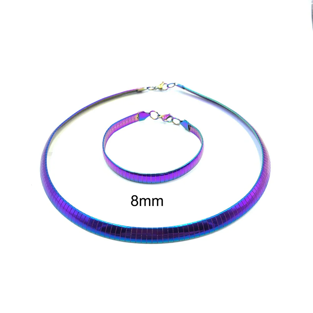 Ожерелье из нержавеющей стали для женщин Колье 8 мм с разноцветными кольцами