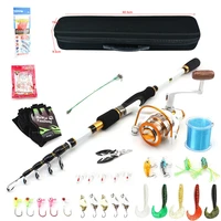 2 1m 2 4m 2 7m fishing rod with reel and bag carbon trout rod travel fishing tackle lure spinning reels fishing bait line set