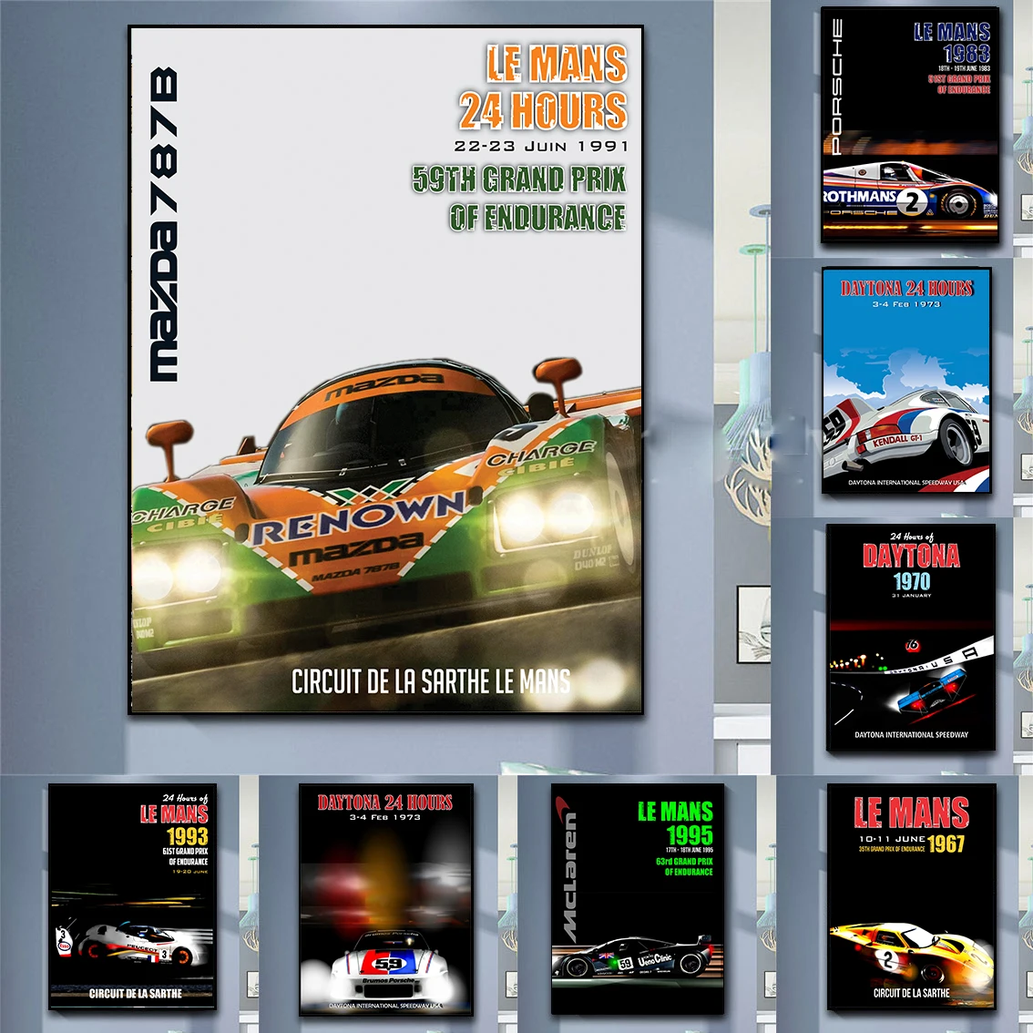 

24 Hours Of Le Mans Daytona Grand Prix Car 1970 Poster Print On Canvas Painting Home Decor Wall Picture For Living Room Decor