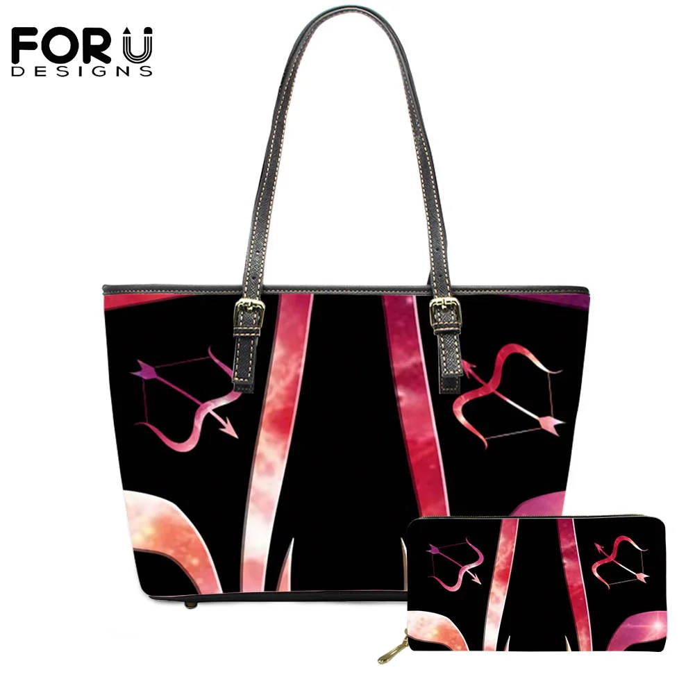 

FORUDESIGN, лидер продаж 2021 года, сумки на плечо, кошелек, 2 шт., дизайнерская сумка с рисунком Стрелец, женская сумка большой емкости, бесплатная д...