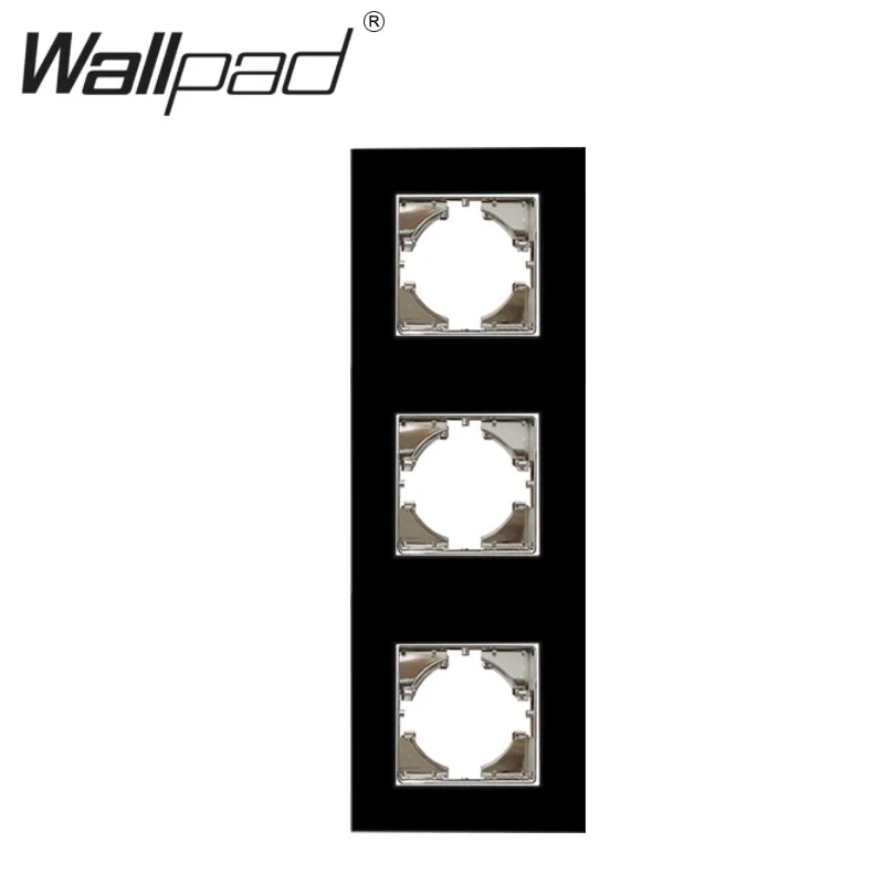 Wallpad вертикальная черная стеклянная рамка для розеток 1+2 клавиши