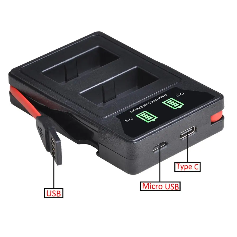Зарядное устройство LPE17 LP E17 с двумя USB портами и светодиодной подсветкой 4 шт. для