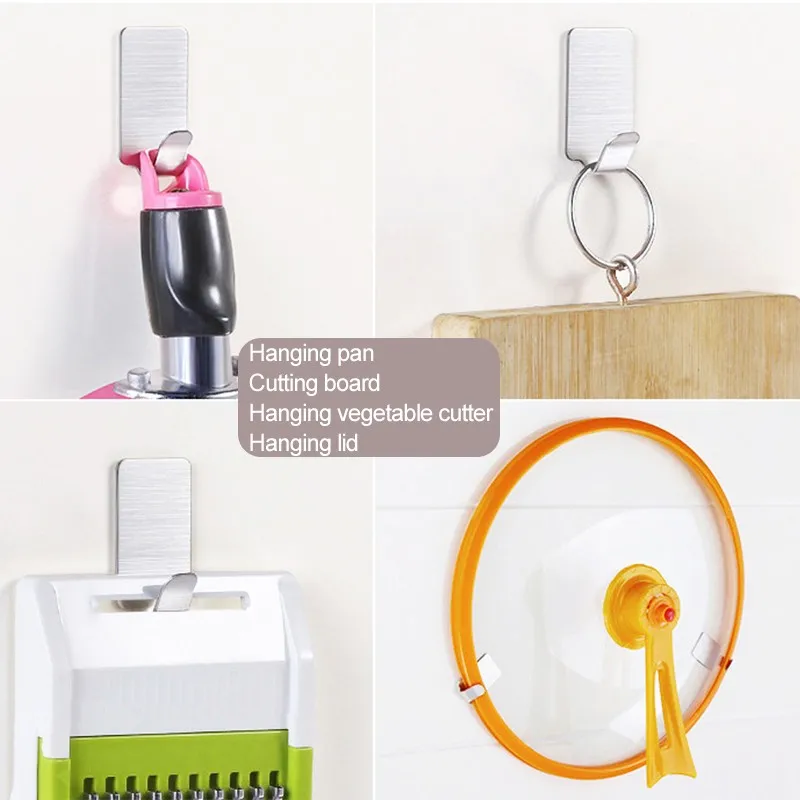 

6Pcs Hooks Self Adhesive Home Kitchen Wall Door Stainless Steel Holder Hook Hanger Hooks For Hanging Dropshipping