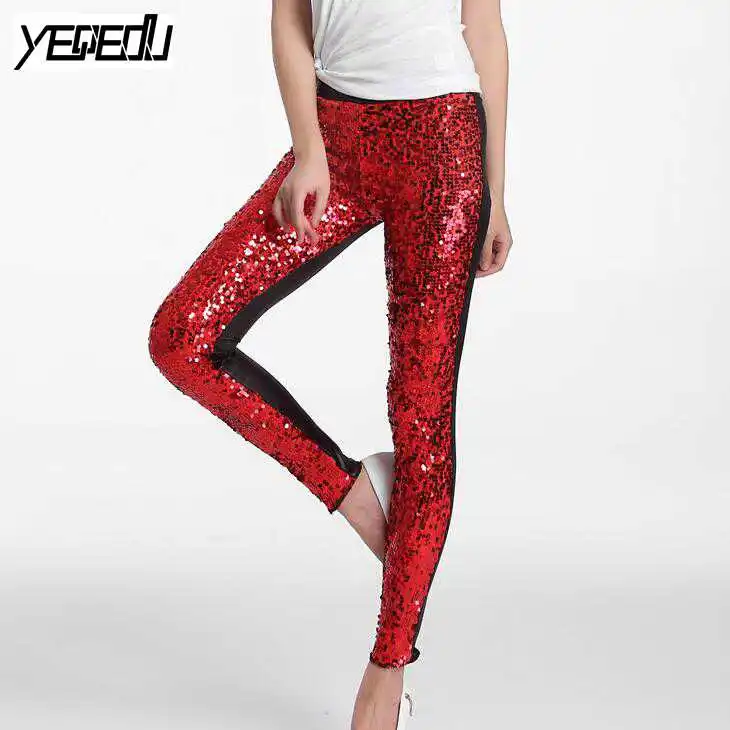 #0503 сезон: весна лето 2021 из искусственной кожи в стиле панк пайеток леггинсы с