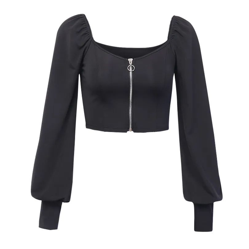 Женские куртки осень 2018 черное пальто с длинным рукавом открытыми плечами в