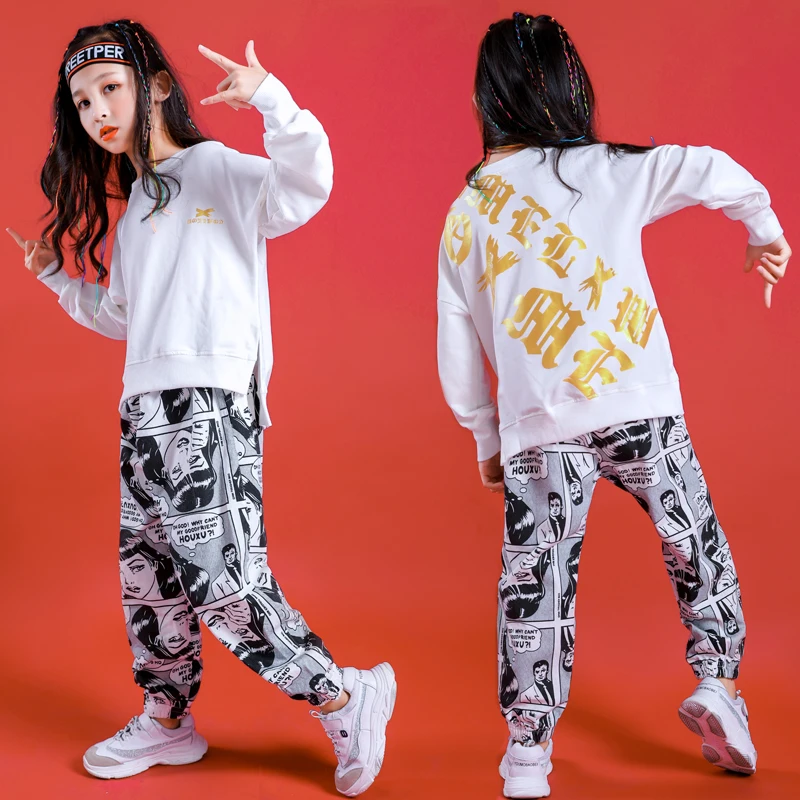 

Boy Clothes Top For Girls Children's Costumes For Boys Hip-hop Girls Jazz Loose Dance Practice Clothes Fashion