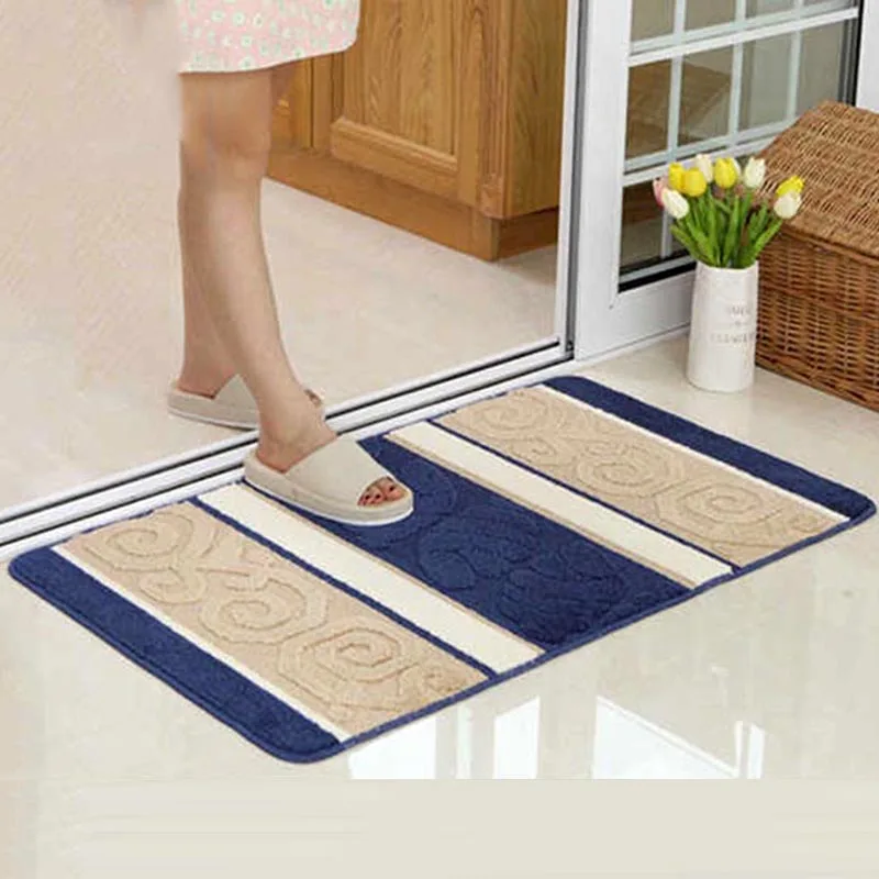 

Простые полосатые коврики для ванной 60*90 см, средиземноморские коврики для ванной, коврики для спальни, коврики для ног, кухонные коврики с у...
