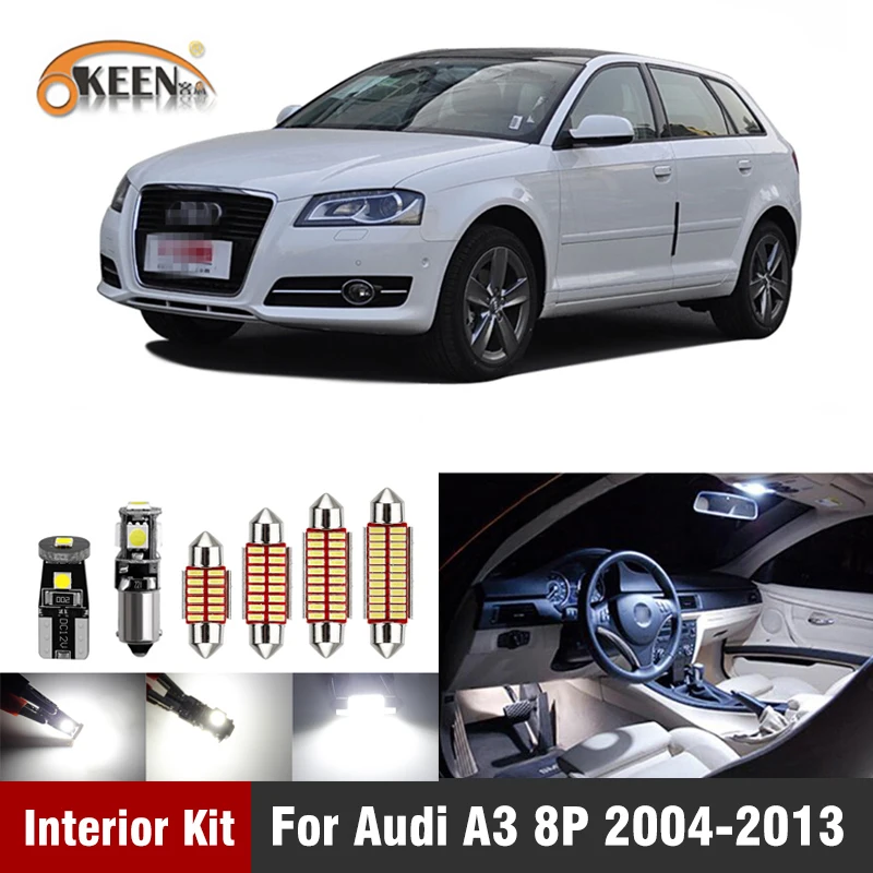 12 шт. для Audi A3 8P 2004 2013 Автомобильный светодиодный интерьерный светильник комплект