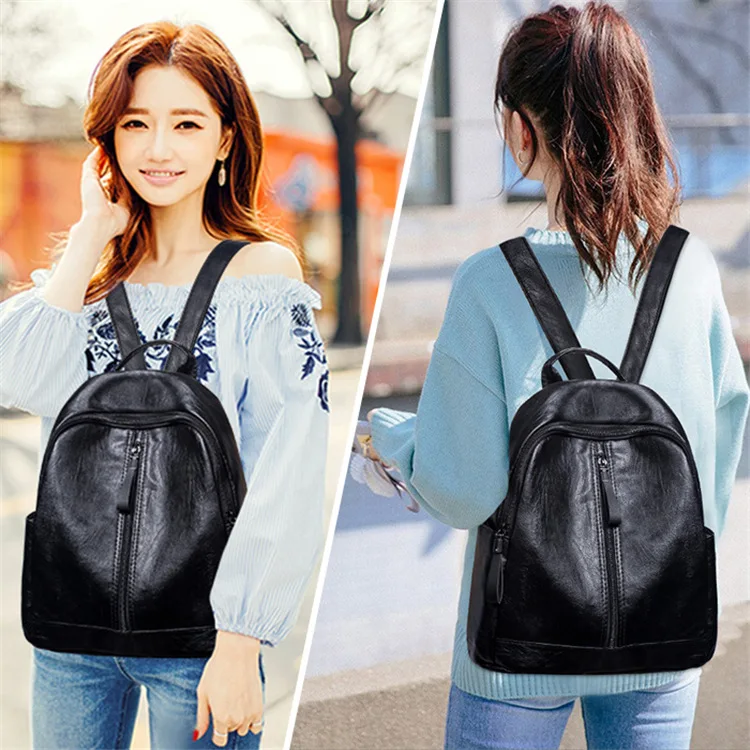 

11 л, женский кожаный рюкзак, 2020, черный, школьный, дорожный рюкзак, Подростковый, для девочек, модный рюкзак