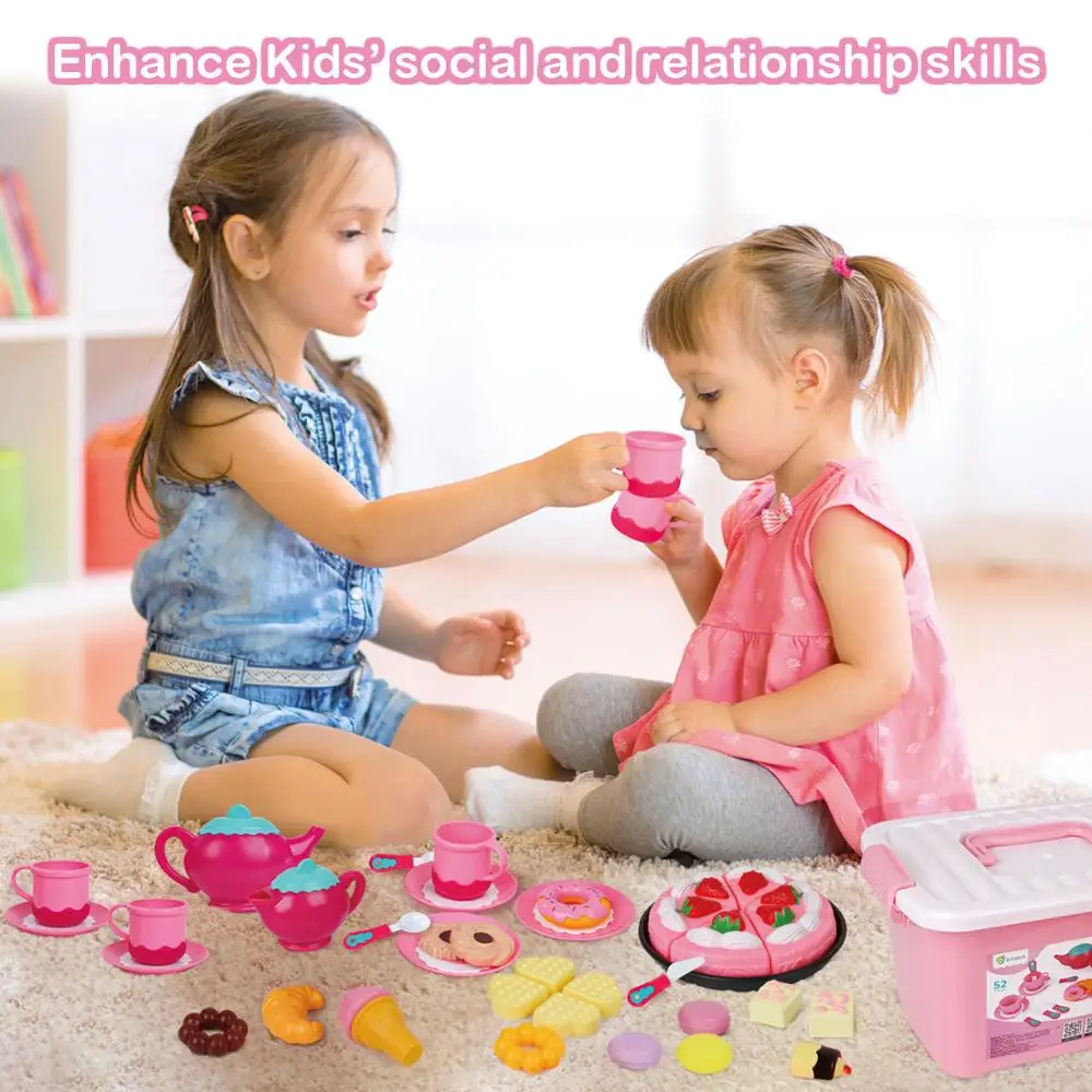 Детский чайный набор D FantiX для маленьких девочек комплект из 52 предметов