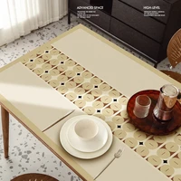 geometric printed tablecloth pu leather water and oil proof kitchen table mat cloth antiscald high temperature resistant mats