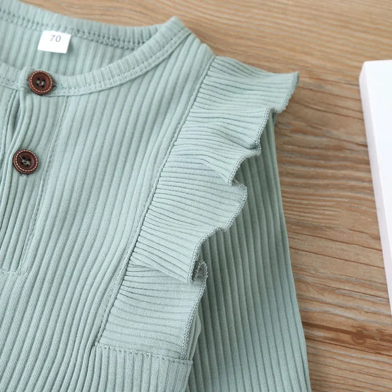 

2020 New Baby Romper Long Sleeve Baby Girl One-piece Solid Color Fashion Newborn Romper Outing Clothes