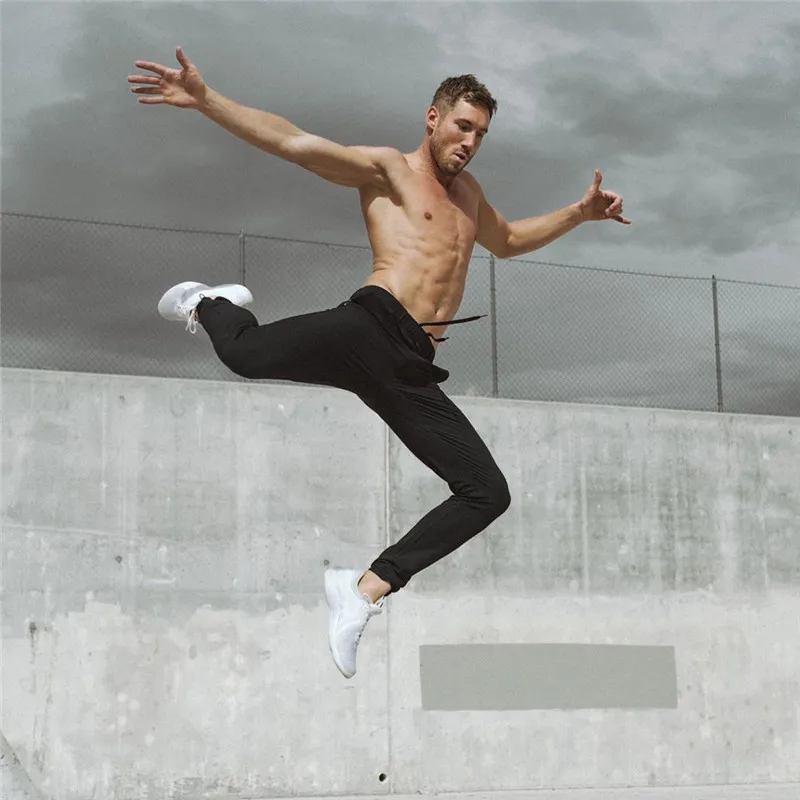 Мужские тренировочные джоггеры повседневные спортивные штаны на молнии с