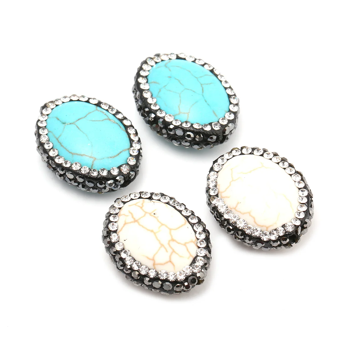 Овальные Подвески из натурального камня бирюзы фотоаксессуары для изготовления