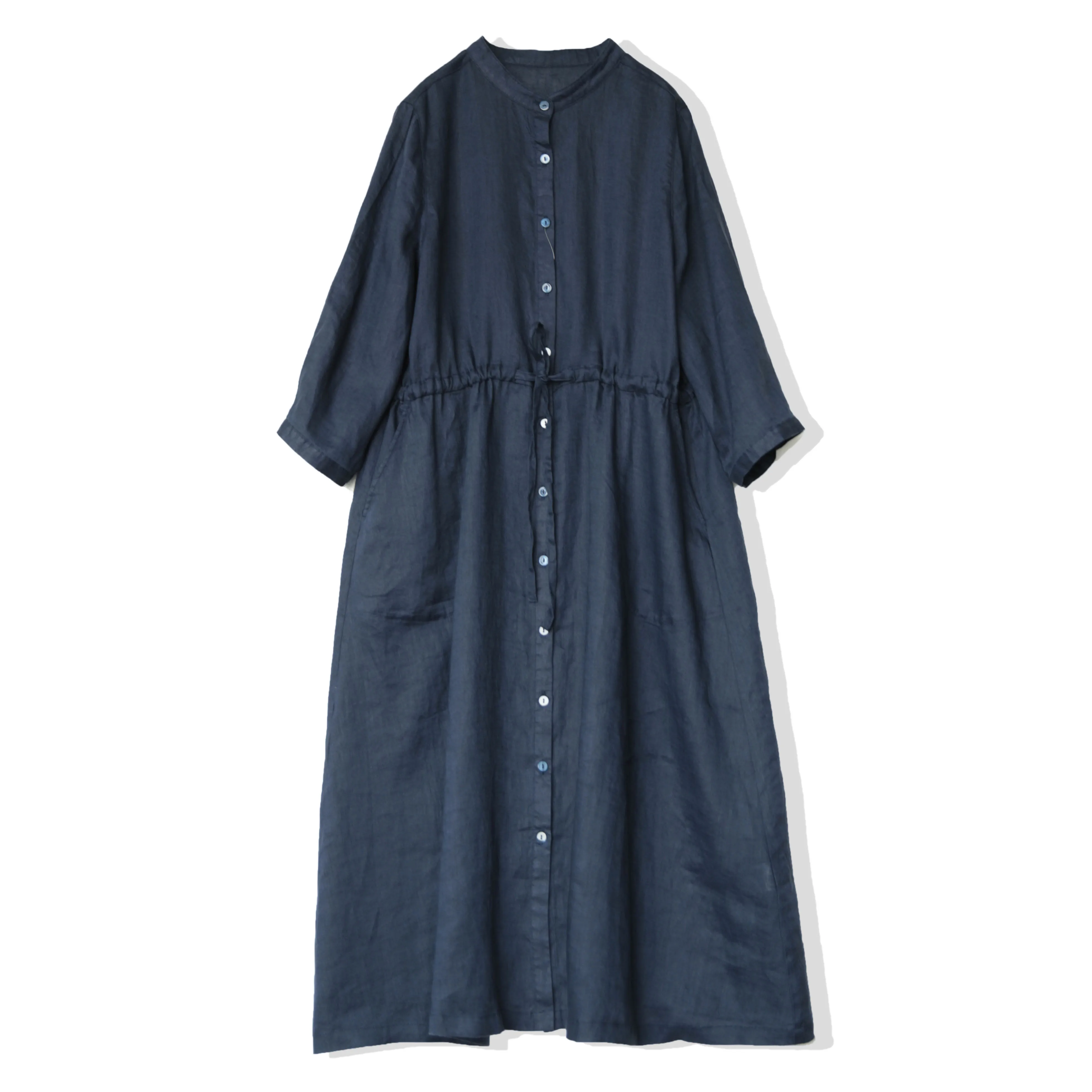 

Летние женские Япония Стиль свободного размера плюс кулиска на талии Удобная промывают водой 17*21 льняная рубашка платья W/ч боковые карманы