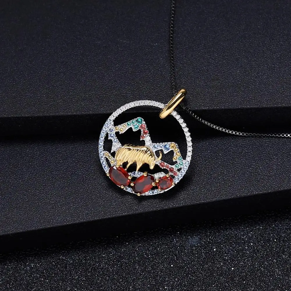 GEM'S балет натуральный красный гранат Золотой Як Снежная гора 925 пробы