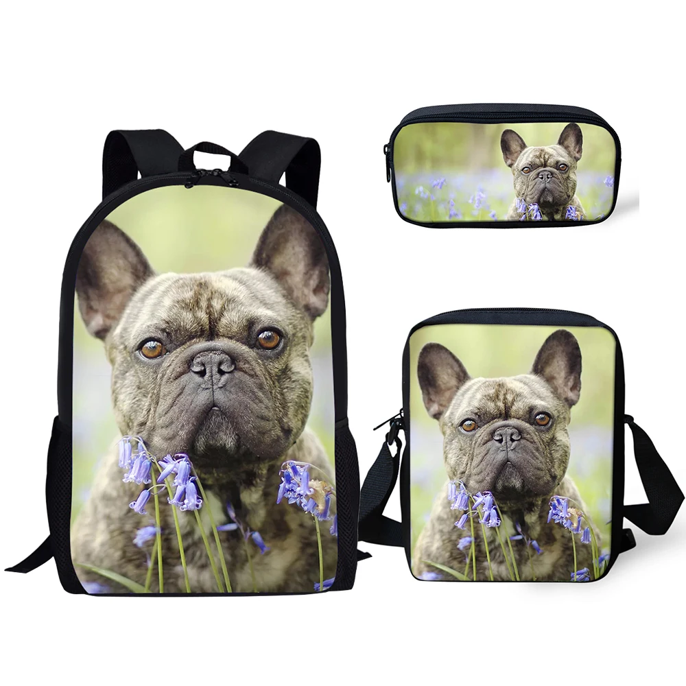 HaoYun Рюкзак для начальной школы Kawaii Bulldog с рисунком, школьная сумка с животным дизайном, 3 шт./компл., школьные сумки для школьников