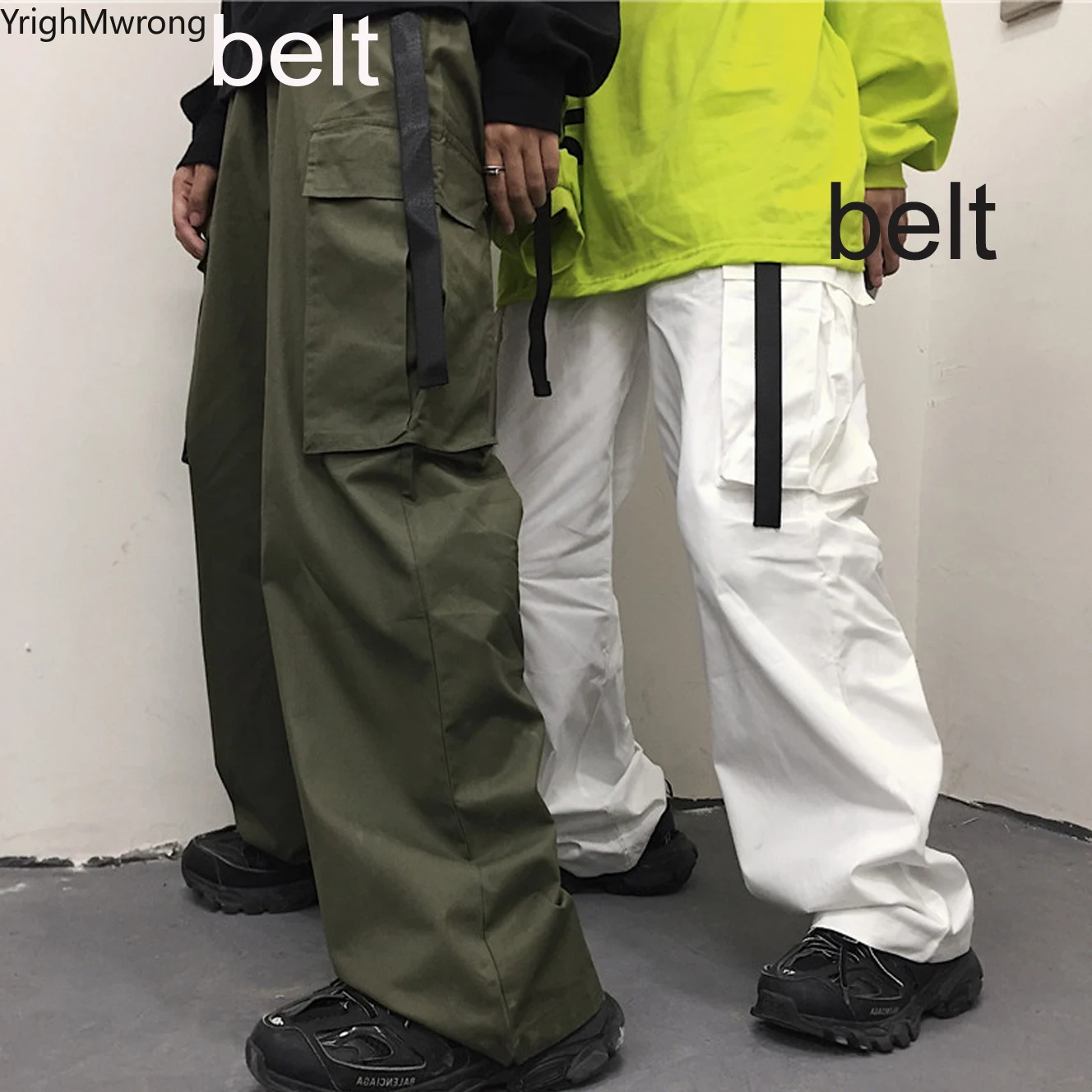 Эластичные брюки-карго с высокой талией и поясом женские мужские брюки-багги в