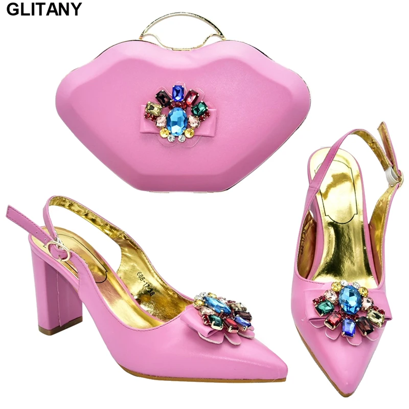 

New Arrival Italian Shoe and Bag Set for Party In Women Italian Shoes with Matching Bags Sandalias Rasteiras Femininas PU