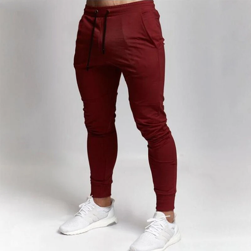 red99 nologo Модные мужские спортивные штаны для бега, повседневные длинные штаны для фитнеса, мужские тренировочные обтягивающие спортивные штаны для бега, спортивный костюм, хлопковые брюки - Цвет: red99 nologo