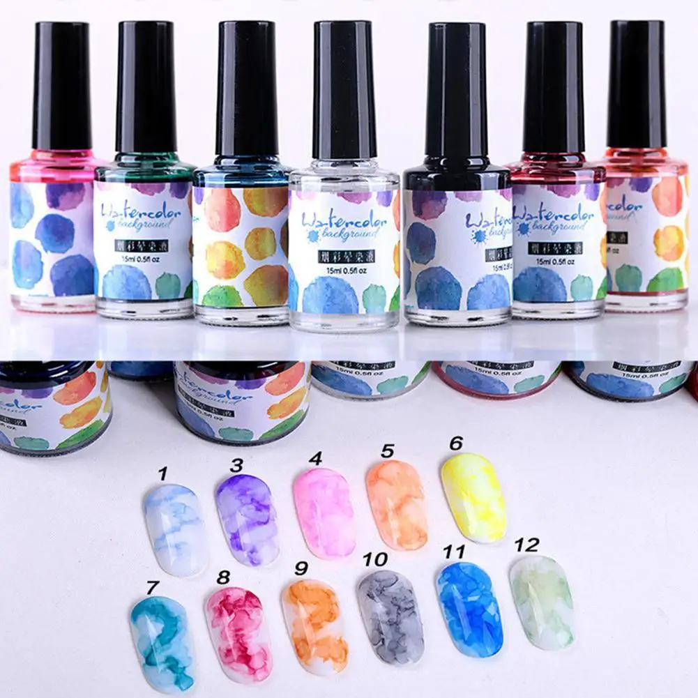 15 мл акварельные чернила лак для ногтей гель с рисунком цветения эффект дыма